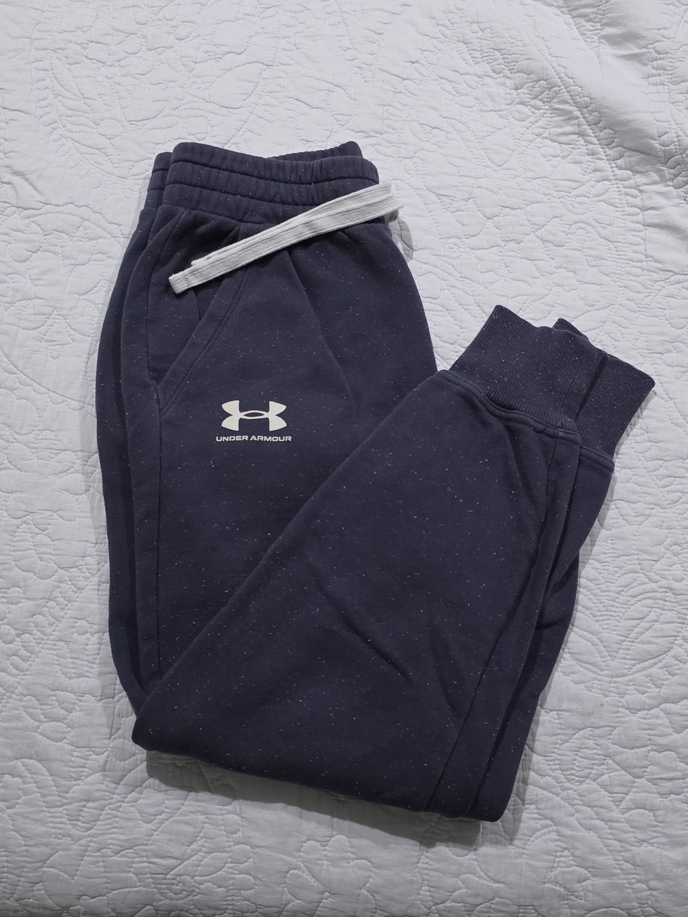 Under Armour Navy Blue Kids Sweatpants with White Logo